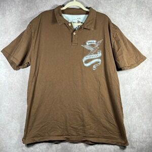 Machine Pasadena Polo Shirt Mens Size 2XL Brown Short Sleeve Pocket Casual Y2K